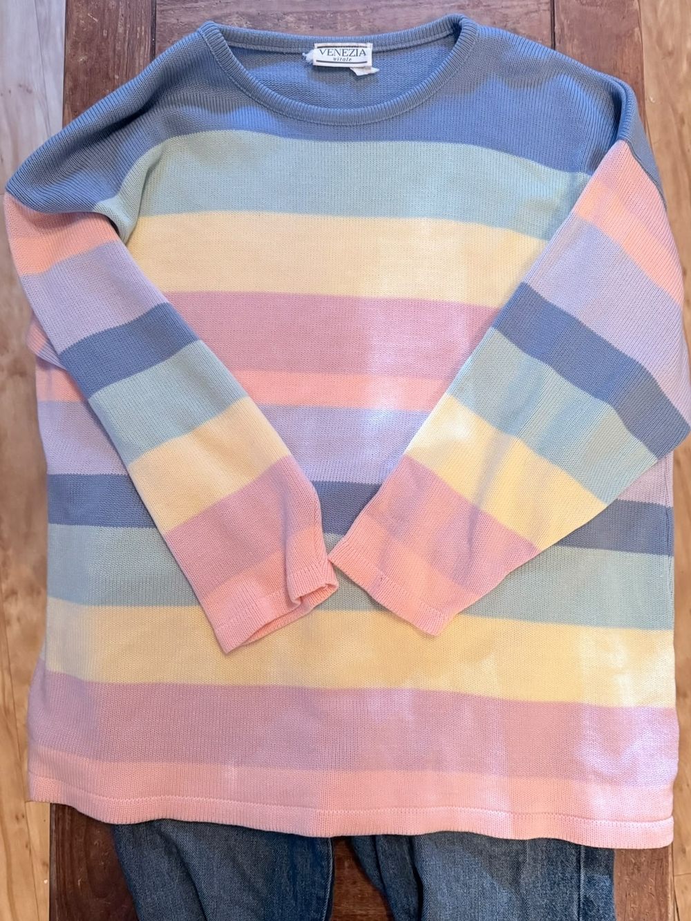 Vintage Venezia Pastel Multicolor Stripe Knit Sweater